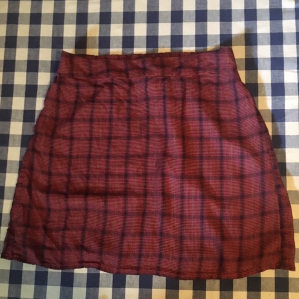 Red and black checked skirt